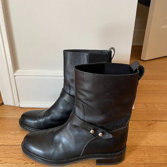 Rag & Bone Slayton Moto Boot in Black Burnished Leather Size 39.5 - Picture 3 of 7